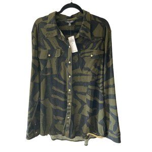 NWT  Lauren Ralph Lauren Plus Size Zebra-Print Stretch Jersey Shirt Blouse 3X